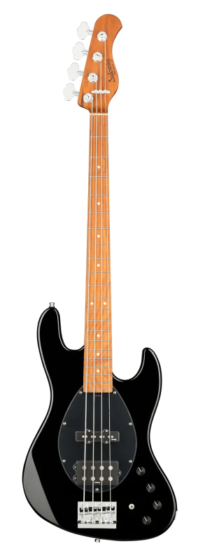 Sadowsky MetroExpress 21-Fret Vintage M/J Bass, Roasted Maple Fingerboard, 4-String - Solid Black High Polish